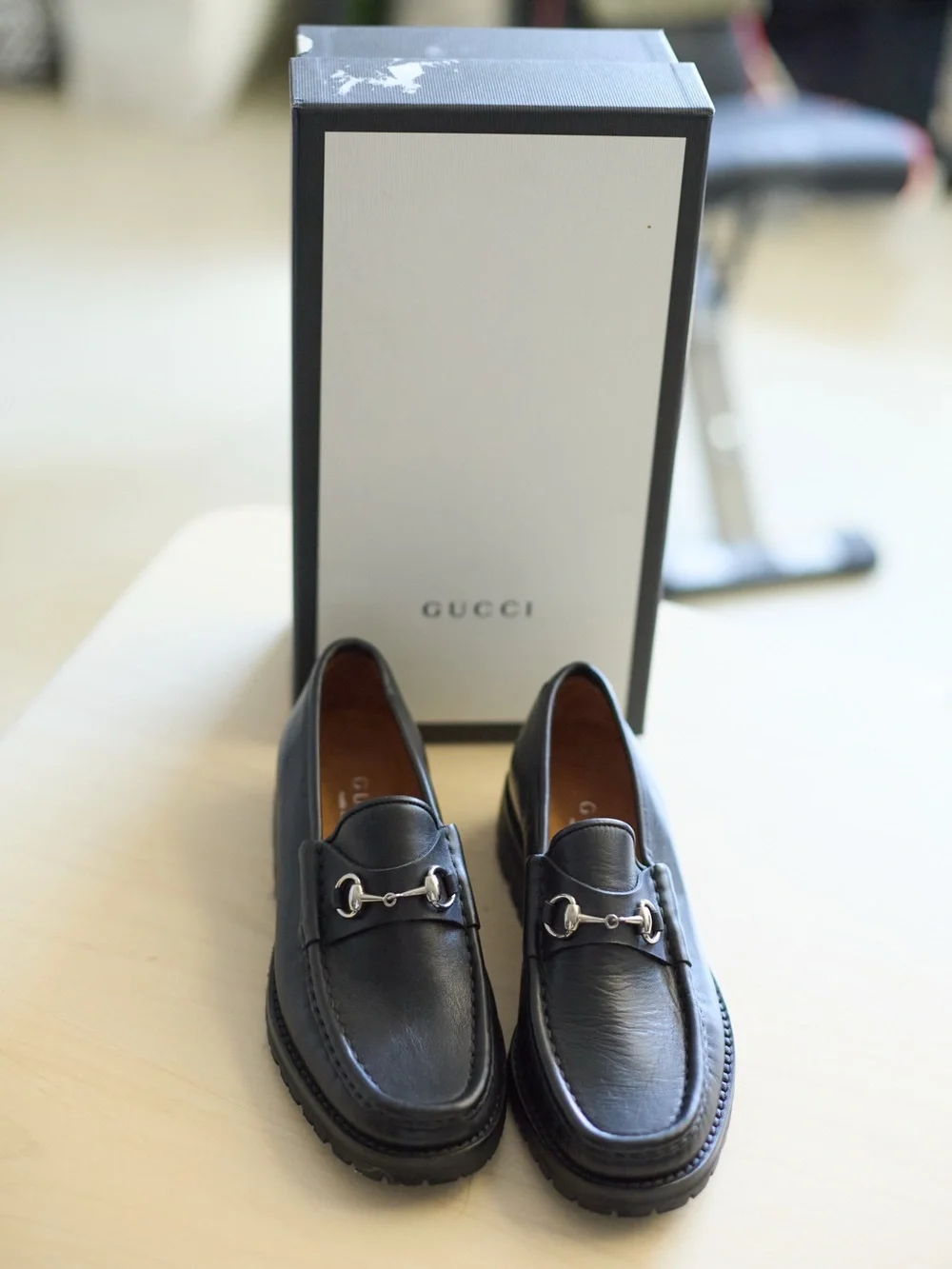 NIB Gucci Women's 1955 Horsebit Chunky Rubber Lug Sole Loafers Size 36.5/US 6.5
